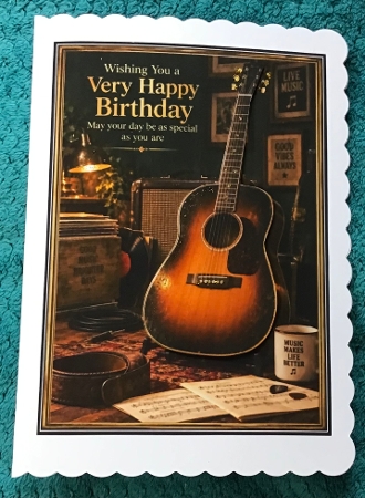 Vintage Guitar A4 Portrait Birthday Card Topper by Sharron Hylton