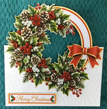 Traditional Christmas Wreath with Pinecones Card Kit & Sentiments by Sharron Hylton