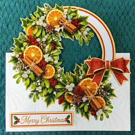 Orange & Cinnamon Christmas Wreath Card Kit with Sentiments by Sharron Hylton