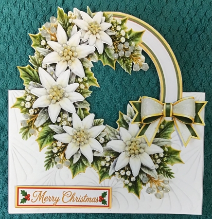 Elegant Edelweiss Christmas Wreath Card Kit with Sentiments by Sharron Hylton