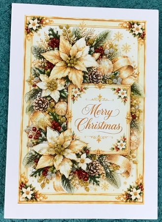 Luxurious Gold & Cream Poinsettia Merry Christmas Topper for Cards by Sharron Hylton