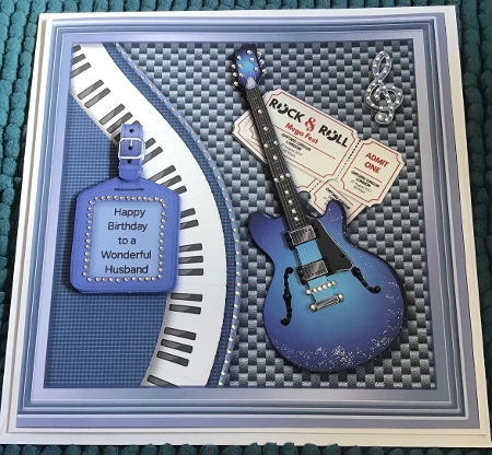 Blue Electric Guitar 8in x 8in Decoupage Mini Kit by Sharron Hylton
