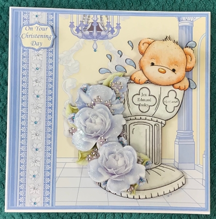 Baptism Bear Christening Day Boy Decoupage Mini Kit by Sharron Hylton