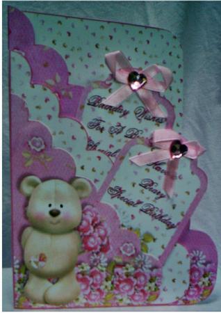 Cute Bear Scallop Pocket Card Kit with Envelope by Sharyn Cafe