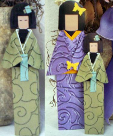 Kimono Paper Folded Doll Swirls 2 by Sharyn Cafe