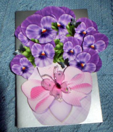 Purple Pansies in a Vase Large by Sharyn Cafe