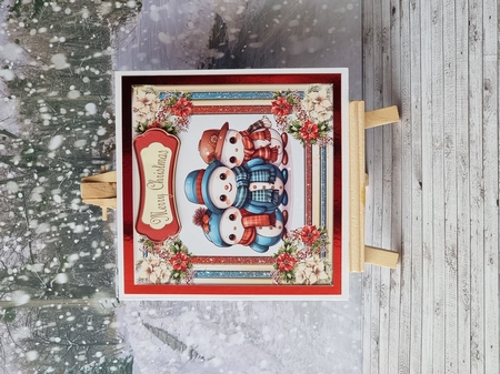 Floral Framed Christmas Snowmen 5 inch kit by Sheena Furner