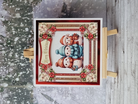Floral Framed Christmas Snowmen 5 inch kit by Sheena Furner