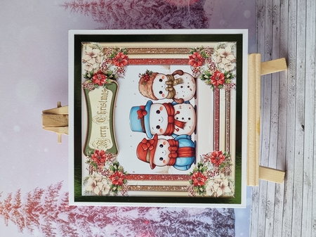 Floral Framed Christmas Snowmen 5 inch kit by Sheena Furner