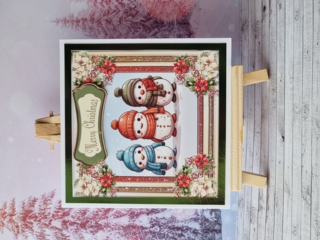 Floral Framed Christmas Snowmen 5 inch kit by Sheena Furner