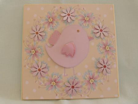 Pink Chick in Flower Frame by SHEILA BROWN