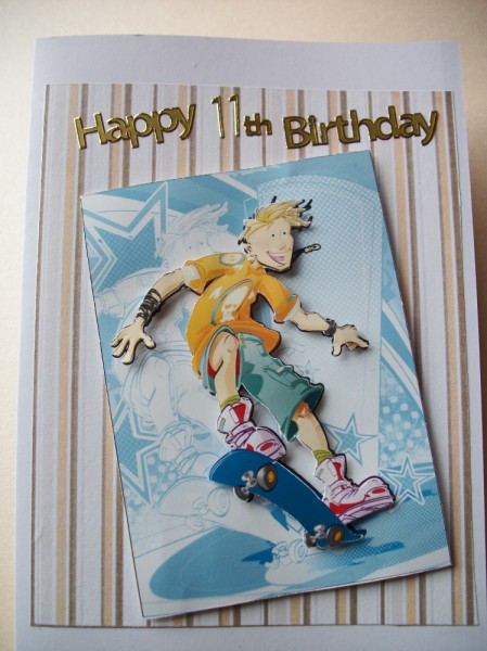 Skateboarding Teen Dude Blue Quick Card. by Sheila Horne