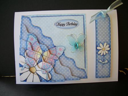 Butterfly Quick Card with Wavy Corner Side Stacker Pyramage by Sheila Horne