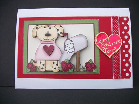 Puppy Love Valentine - Decoupage Card by Sheila Horne