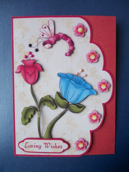 More Dragonflowers! A4 Scallop Edge Card Front by Sheila Horne