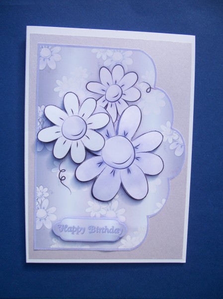 Daisy Splash Scallop Edged Card Front with Step by Step by Sheila Horne