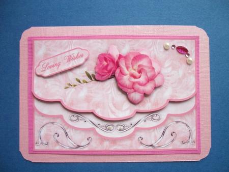 Roses for Mum Double Scallop Edge Faux Envelope Card Front by Sheila Horne