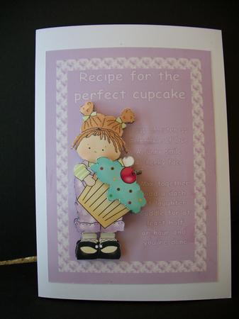 Cute Cupcake Girl Card Front and Decoupage by Sheila Horne