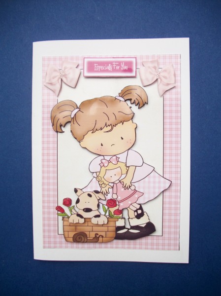 Little Girl with Puppy in a Basket by Sheila Horne