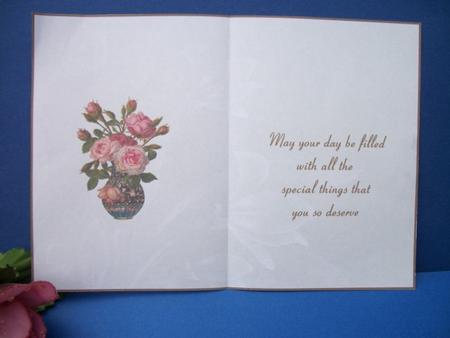 Pink Roses Cardmaking Insert by Sheila Horne