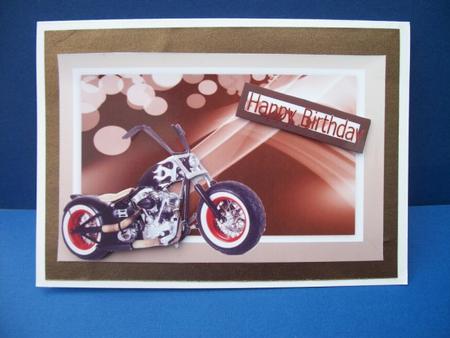 Hot Rod Bike on Brown Abstract Background Decoupage by Sheila Horne