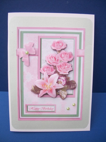 Mint and Pink Rose Bouquet by Sheila Horne