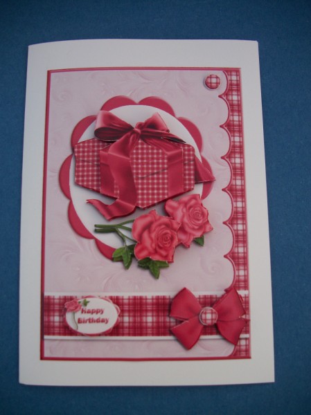 Red Tartan Present and Roses by Sheila Horne
