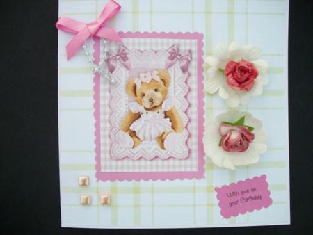 Little Teddy All Dressed Up in Pink A4 by Sheila Horne