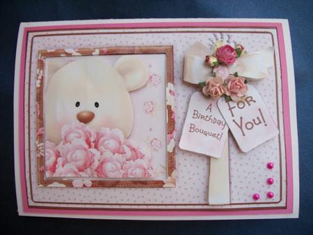 Teddy Bouquet - Card Front with Decoupage by Sheila Horne