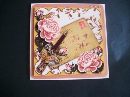 Pink Roses for My Mum Ink Saver 8in Decoupage Topper by Sheila Horne