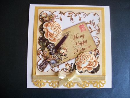 Peach Rose Happy Returns Ink Saver 8in Decoupage Topper by Sheila Horne