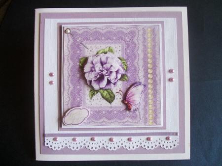 A Lilac Rose Square Card Front with Step by Step by Sheila Horne