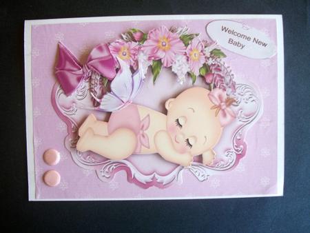 Cute Baby Girl in Flower Frame with Bow by Sheila Horne
