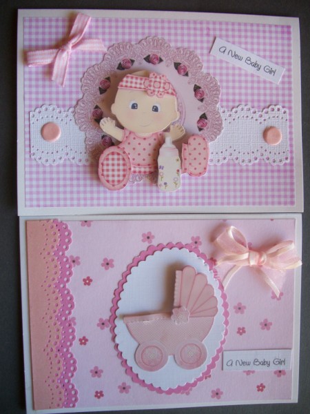 Decoupage for Baby Girl Book Style Card Topper by Sheila Horne