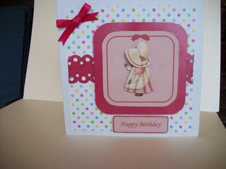 Sunbonnet Girl with Roses Quick Card with Decoupage by Sheila Horne