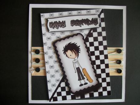 Emo or Goth Skateboard Boy Card by Sheila Horne