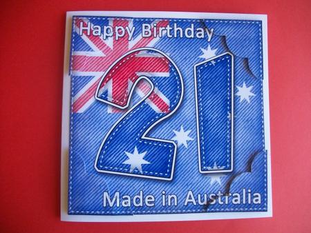 8 x 8 Flying the Flag Aus 21st Birthday Scalloped Topper by Sheila Horne