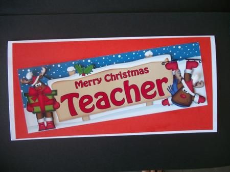 Xmas Teacher Rudolph Signpost Large Dl Easicut 3D Decoupage by Sheila Horne