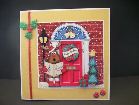 Singing Rudolph Christmas Door Quick Card & 3D Decoupage by Sheila Horne