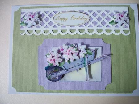 Flower Filled Wheelbarrow Decoupage by Sheila Horne