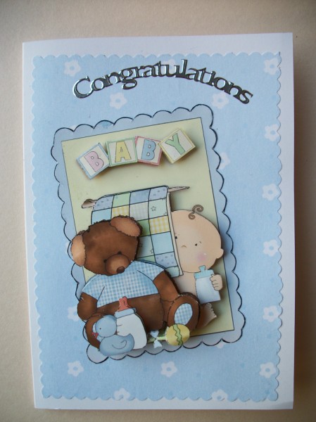 Baby Boy & Tattered Ted Decoupage by Sheila Horne