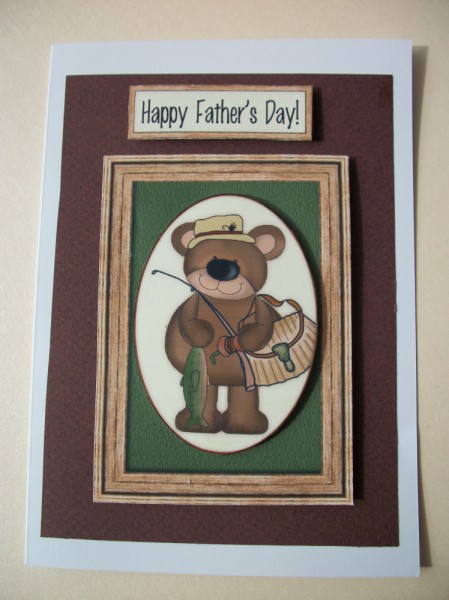 Bear Gone Fishing - Decoupage Card by Sheila Horne
