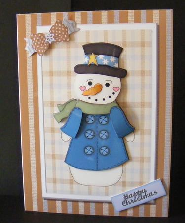Christmas Green & Blue Snowman 3D Effect by sheila ketterer