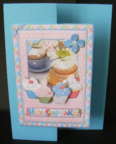 Cupcakes Photo Card Front with Decoupage by sheila ketterer