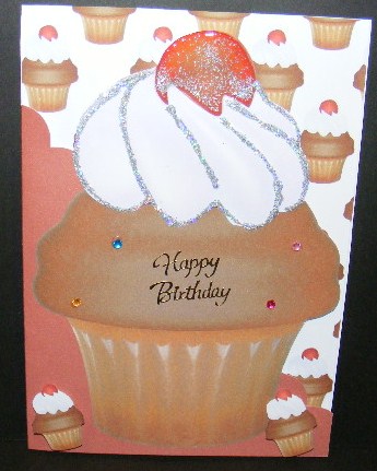 Yummy Chocolate Cupcake A5 Shaped Front Print & Fold Card 2 by sheila ketterer