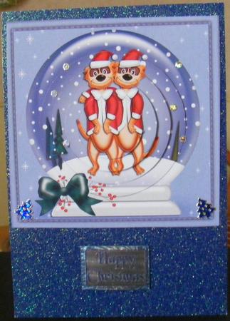 Xmas Meerkats Snowglobe Circle Pyramage Topper by sheila ketterer
