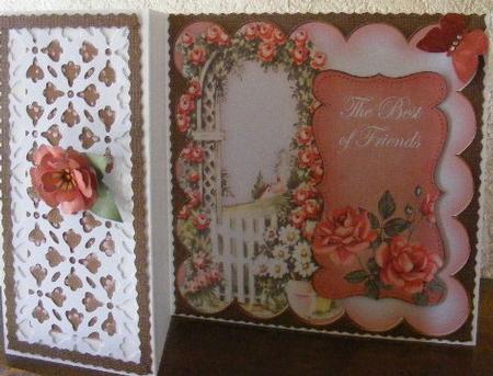 Pink Rose Arch Best of Friends 8in Scallop Topper by sheila ketterer