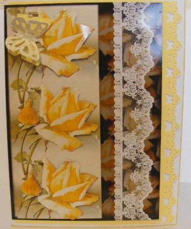 Lace and Yellow Roses Card Topper by sheila ketterer