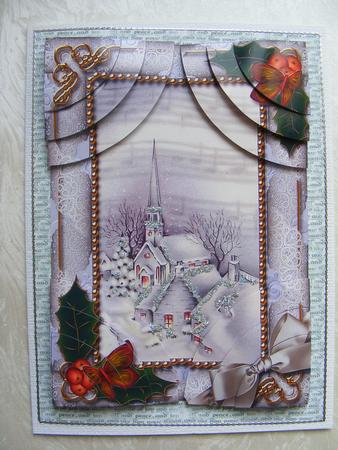 Blue Church Holly 7x5inch All 4 Corner Stacker Card Front by sheila ketterer