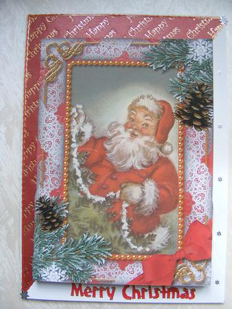 Santa Snow One Edge Scallop Bottom 7x5inch Stacker by sheila ketterer